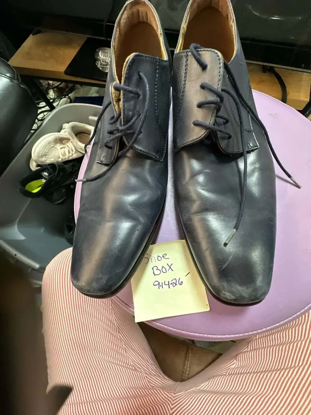Florsheim Postino Plain Toe Oxford Blue Leather Shoes